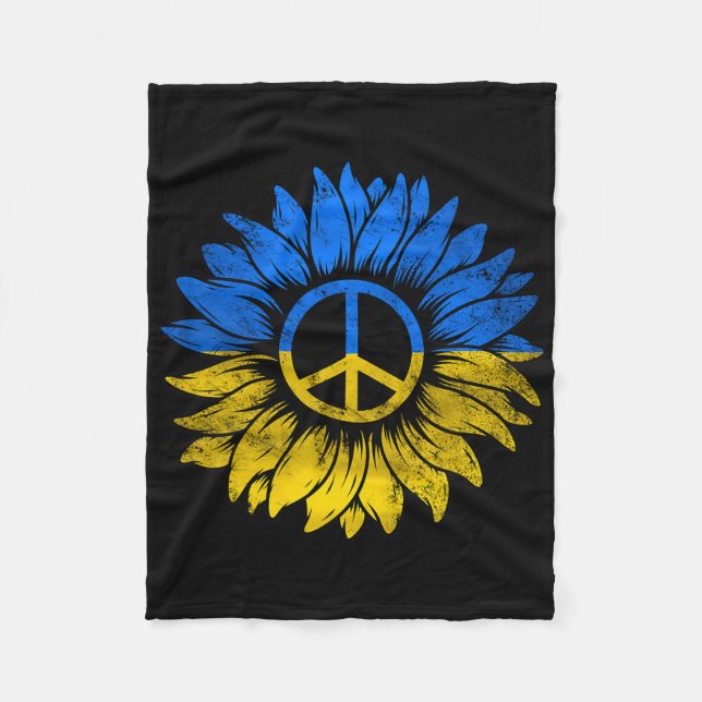 Ich stehe hinter der Ukraine Friedenssonnenblume U Fleecedecke (Vorderseite)