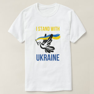 Ich stehe hinter der Ukraine – Friedenstauben-Desi T-Shirt