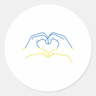 Ich stehe hinter der Ukraine Herz Hand in Farben d Runder Aufkleber