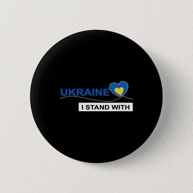 Ich stehe hinter der Ukraine Stopp Krieg Protest U Button (Vorderseite)