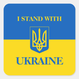 Ich stehe hinter der Ukraine. Ukrainische Flagge & Quadratischer Aufkleber