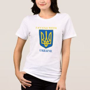 Ich stehe hinter der Ukraine. Ukrainische Flagge & Tri-Blend Shirt