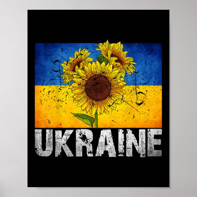 Ich stehe hinter der Ukraine Unterstütze Sonnenblu Poster (Vorne)