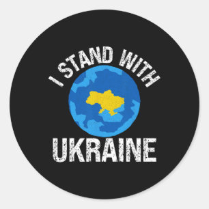 Ich stehe hinter der Ukraine Weltkarte Unterstützu Runder Aufkleber