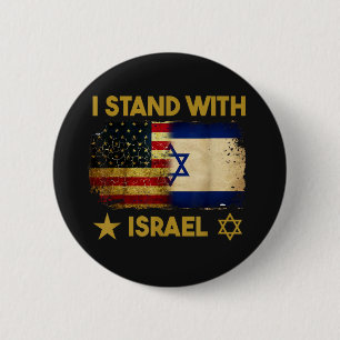 Ich stehe hinter Israel Amerika-Flagge Button