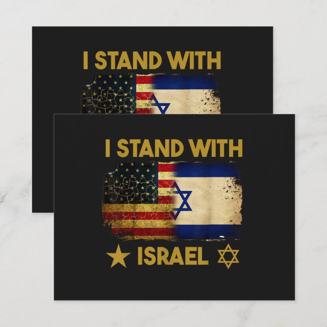 Ich stehe hinter Israel Amerika Flagge Einladung (Vorne/Hinten)