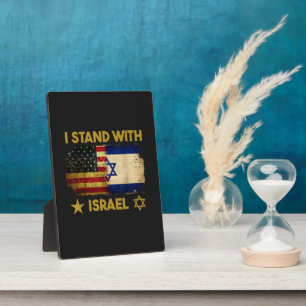 Ich stehe hinter Israel Amerika Flagge Fotoplatte