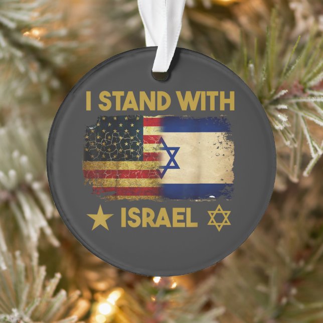 Ich stehe hinter Israel Amerika-Flagge Ornament (Baum)