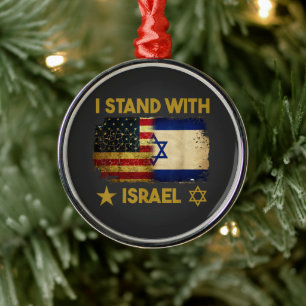 Ich stehe hinter Israel Amerika-Flagge Ornament Aus Metall