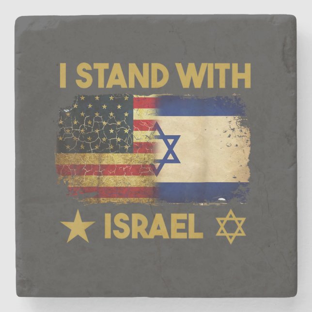 Ich stehe hinter Israel Amerika-Flagge Steinuntersetzer (Vorderseite)