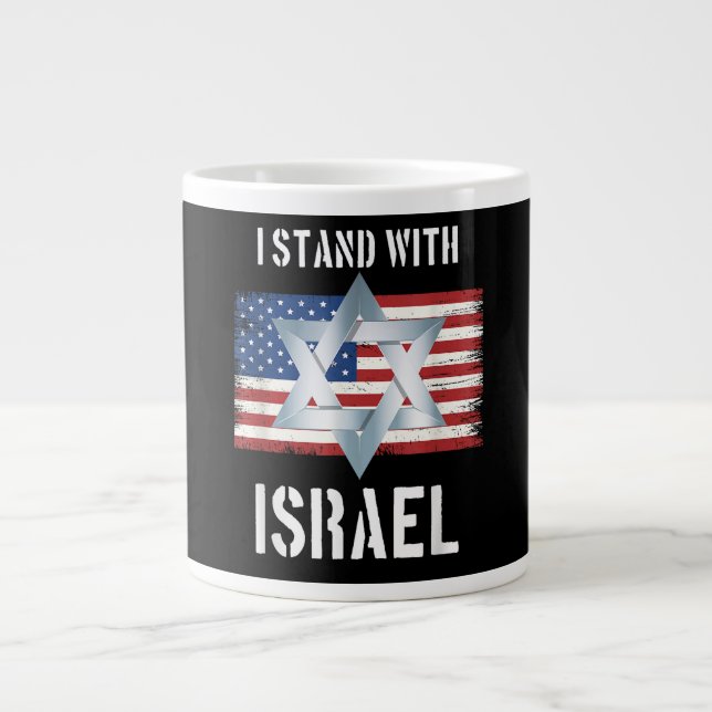 Ich stehe hinter Israel Jumbo-Tasse (Vorderseite)