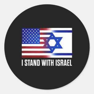 Ich stehe hinter Israel Patrioten T-Shirt USA und Runder Aufkleber