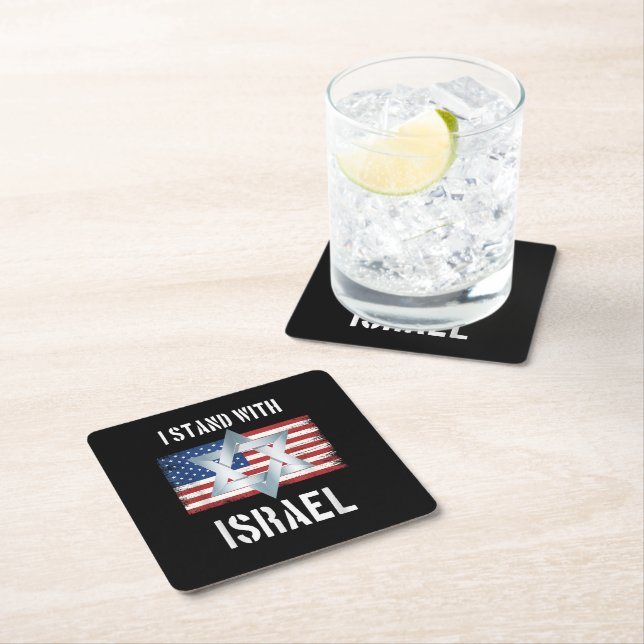 ich stehe hinter Israel  Rechteckiger Pappuntersetzer (Vor Ort)