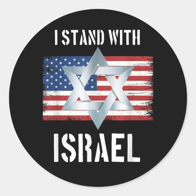ich stehe hinter Israel Runder Aufkleber (Vorderseite)