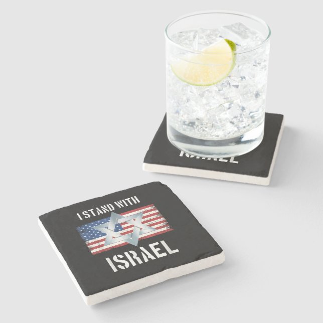 ich stehe hinter Israel Steinuntersetzer (Seitenansicht)