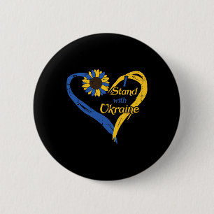 Ich stehe hinter Ukraine Herz Sonnenblume Ukrainis Button