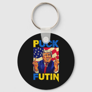 Ich stehe hinter Ukraine Meme Trump Puck Futin Vin Schlüsselanhänger