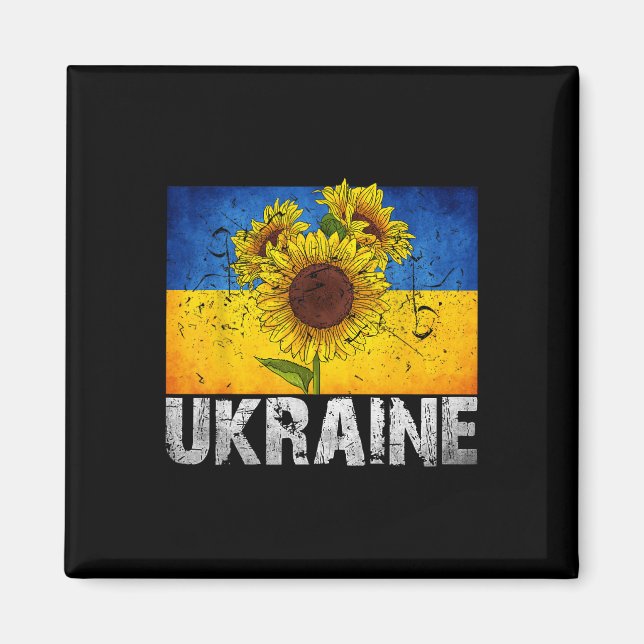 Ich stehe hinter Ukraine Unterstützer Sonnenblume  Magnet (Vorne)