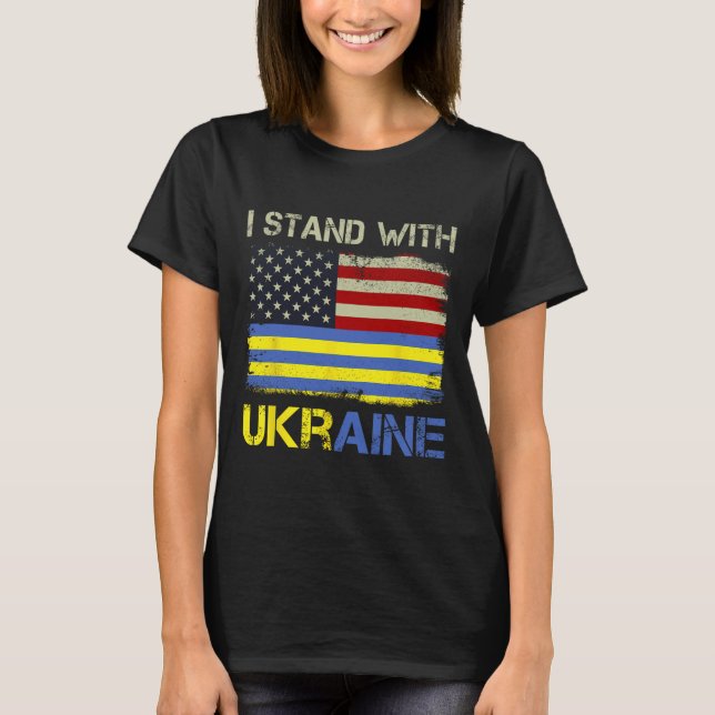 Ich stehe hinter Ukraine Unterstützt Ukraine  T-Shirt (Vorderseite)