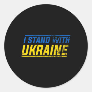 Ich stehe hinter Ukraine Vintage Ukrainische Flagg Runder Aufkleber
