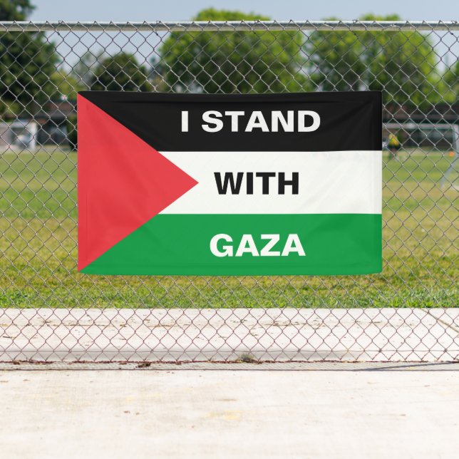 Ich stehe mit dem Gaza-Zoll-Text Palästina-Flagge Banner (Insitu)
