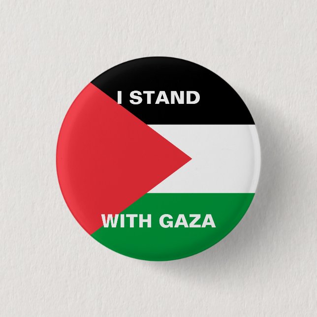 Ich stehe mit dem Gaza-Zoll-Text Palästina-Flagge Button (Vorderseite)