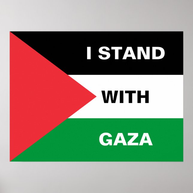 Ich stehe mit dem Gaza-Zoll-Text Palästina-Flagge Poster (Vorne)