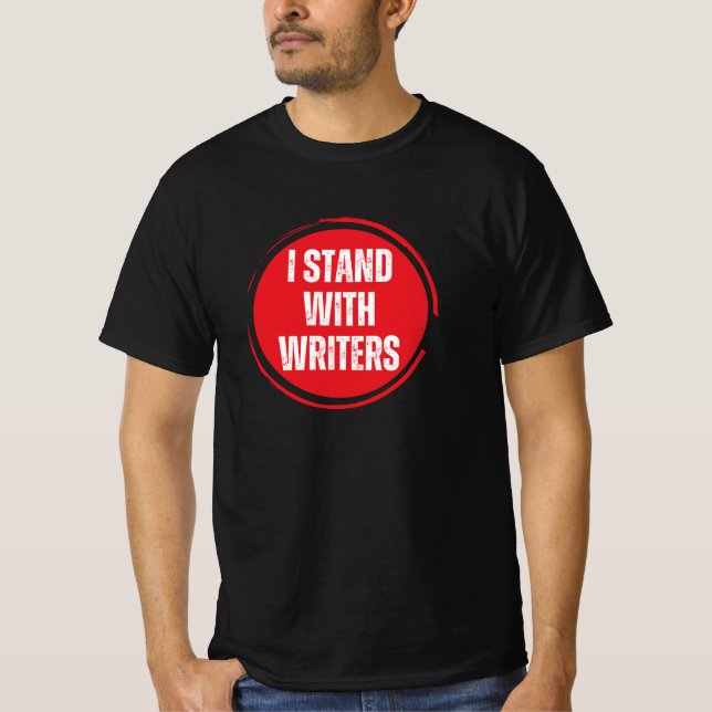 Ich stehe mit dem Schriftsteller rotes Logo mit we T-Shirt (Vorderseite)