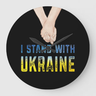Ich stehe mit dem Ukraine Shirt zur Unterstützung  Große Wanduhr