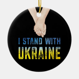 Ich stehe mit dem Ukraine Shirt zur Unterstützung Keramik Ornament