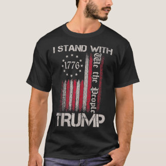 Ich stehe mit der amerikanischen Flagge Männer Fra T-Shirt