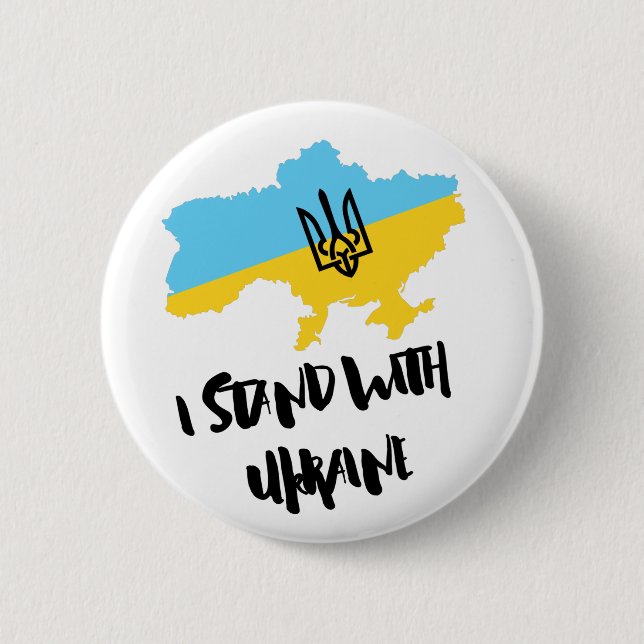 Ich stehe mit der Fahne der Ukraine - Unterstützun Button (Vorderseite)