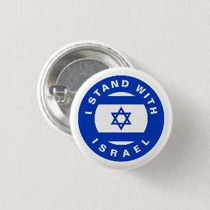 Ich stehe mit der israelischen Flagge blauer weiße Button