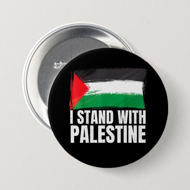 Ich stehe mit der palästinensischen Gaza-Völkermor Button (Vorne & Hinten)