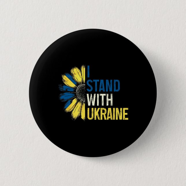 Ich stehe mit der Ukraine 2025 Shirts Ukrainische  Button (Vorderseite)