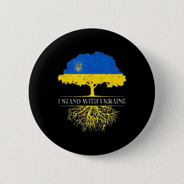 Ich stehe mit der Ukraine 2025 Shirts Ukrainische  Button (Vorderseite)