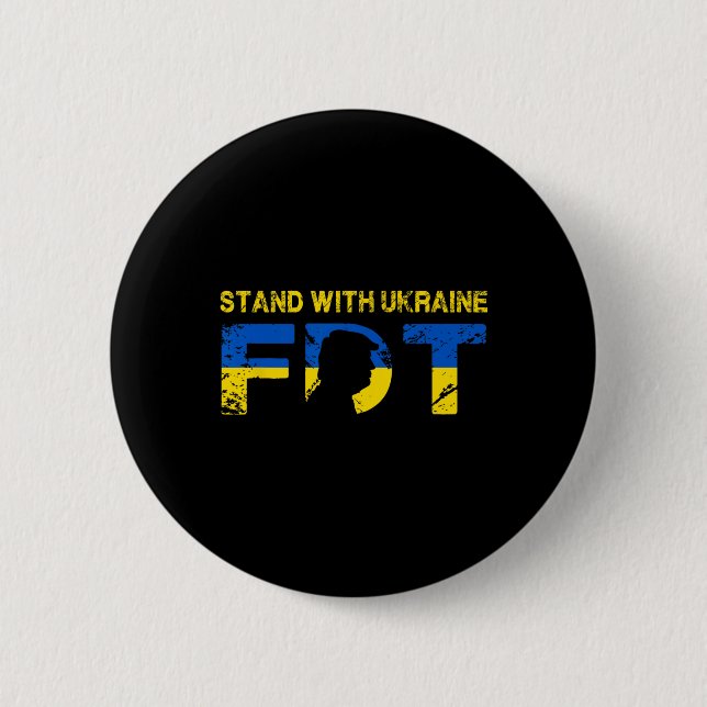 Ich stehe mit der Ukraine 2025 Shirts Ukrainische  Button (Vorderseite)