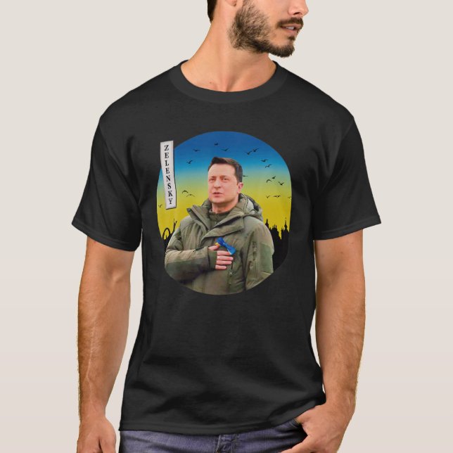 Ich stehe mit der Ukraine auf sonnige ukrainische  T-Shirt (Vorderseite)