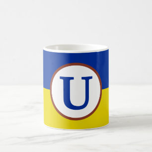 Ich stehe mit der Ukraine, blau-gelbe Flagge Monog Kaffeetasse