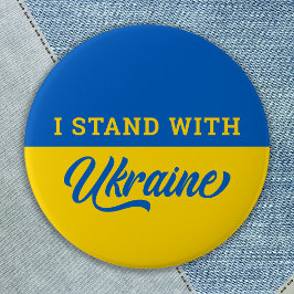 Ich stehe mit der Ukraine blau-gelbe Flagge Ukrani Button