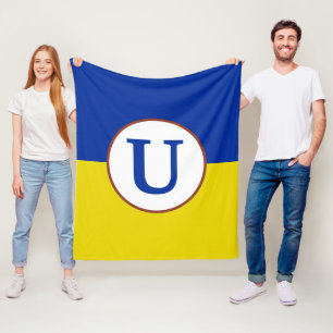 Ich stehe mit der Ukraine blaugelbe Flagge Monogra Fleecedecke