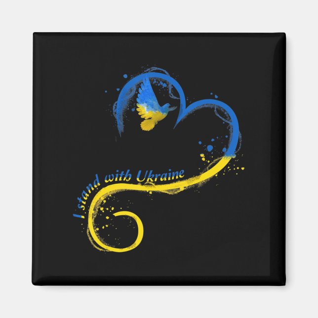 Ich stehe mit der Ukraine Dog Flag friedliche Ukra Magnet (Vorne)