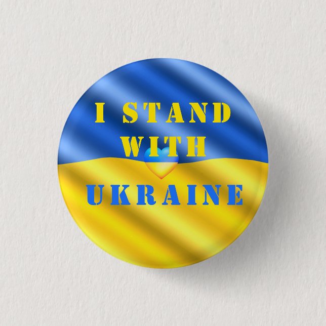 Ich stehe mit der Ukraine - Fahne für das Herz des Button (Vorderseite)