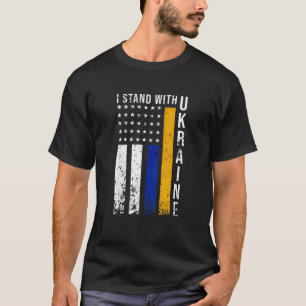 Ich stehe mit der Ukraine Flag American Flag Su Pp T-Shirt