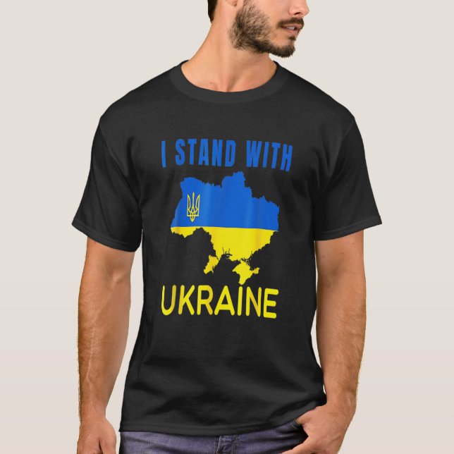 Ich stehe mit der Ukraine Flag Emblem Map Patriot T-Shirt (Vorderseite)
