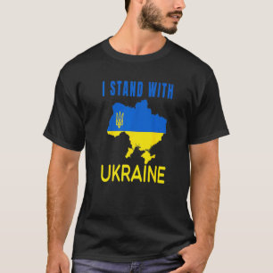 Ich stehe mit der Ukraine Flag Emblem Map Patriot T-Shirt