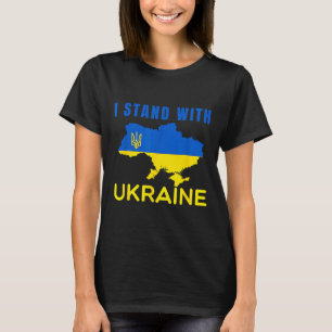 Ich stehe mit der Ukraine-Flagge Emblem Karte Patr T-Shirt