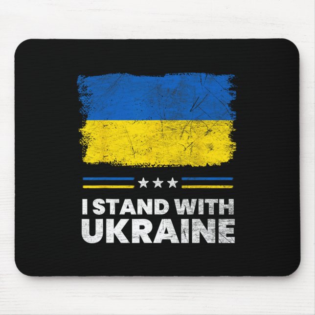 Ich stehe mit der Ukraine-Flagge - Ukrainische Fla Mousepad (Vorne)