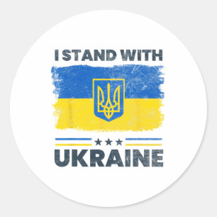 Ich stehe mit der Ukraine-Flagge - Ukrainische Fla Runder Aufkleber
