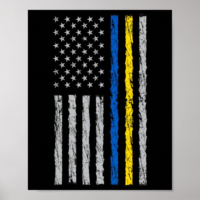 Ich stehe mit der Ukraine-Flagge USA - US-Flagge u Poster (Vorne)